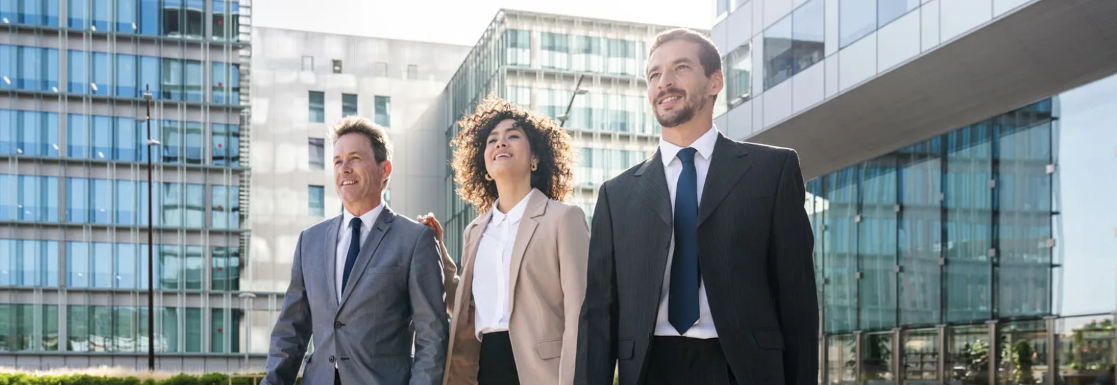 A team of business professionals walking together